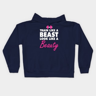 beauty gym quotes Kids Hoodie